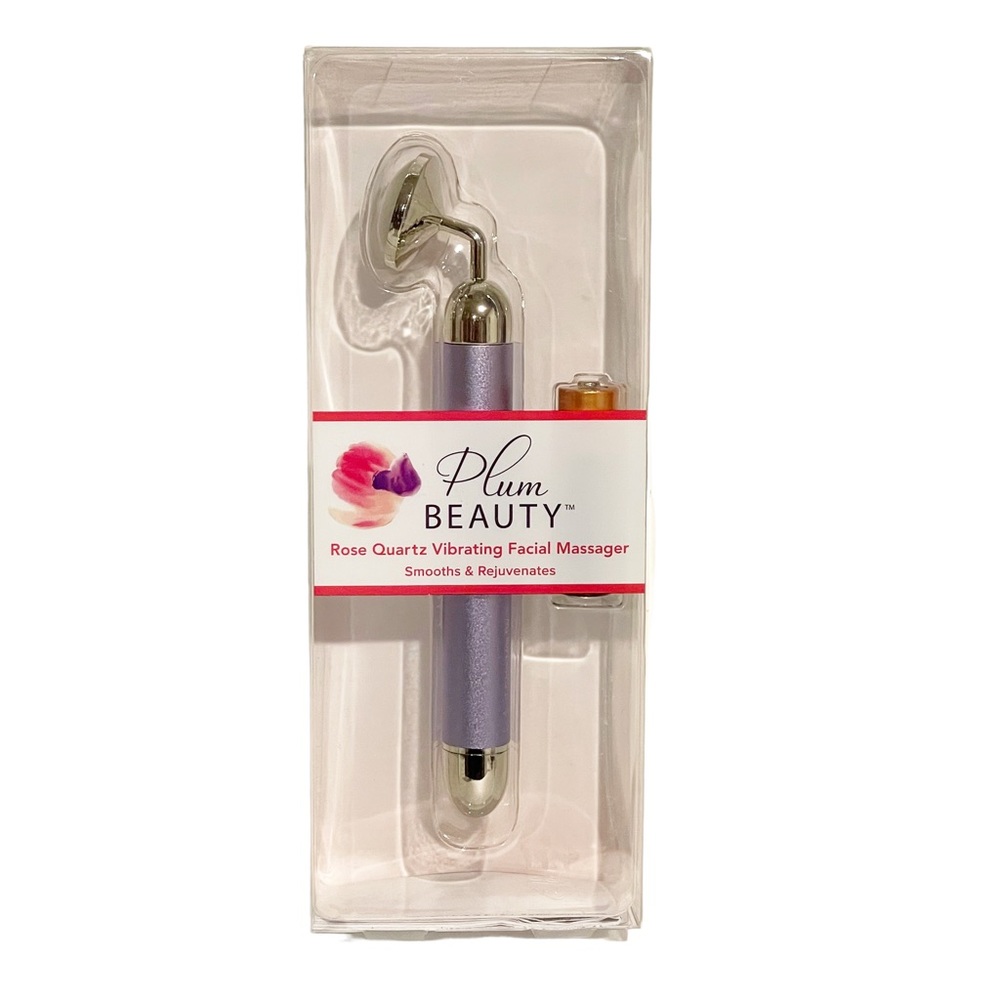 Plum Beauty Rose‎ Quartz Vibrating Facial Massager Smooths Rejuvenates NEW